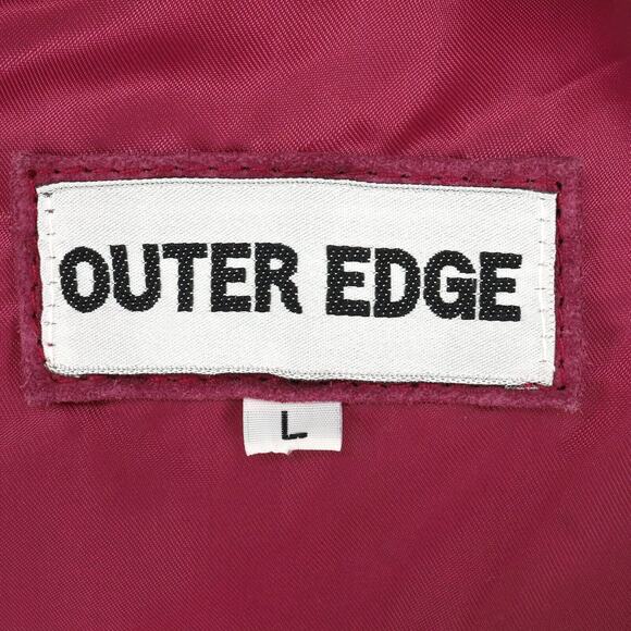 Outer Edge Jacket Womens Large Pink Suede Leather Double Breasted Lined Moto - Picture 3 of 15